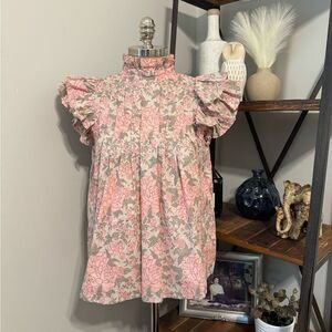 NWT Victoria Dunn Jasmine Blouse S Rosewater Floral Pintucked Ruffle Sleeve Boho